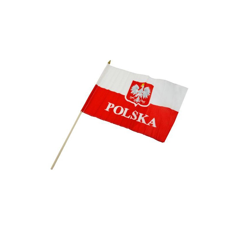 Flaga POLSKA  30x40 cm z uchwytem drewnianym