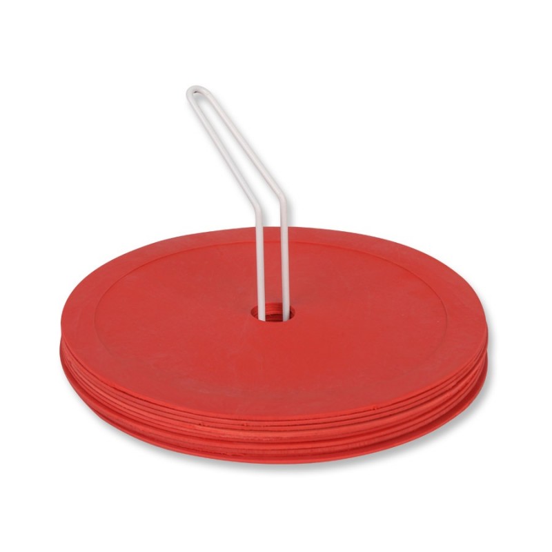 Pole do zabaw-krążek 25cm - 10 szt na stojaku czerwony